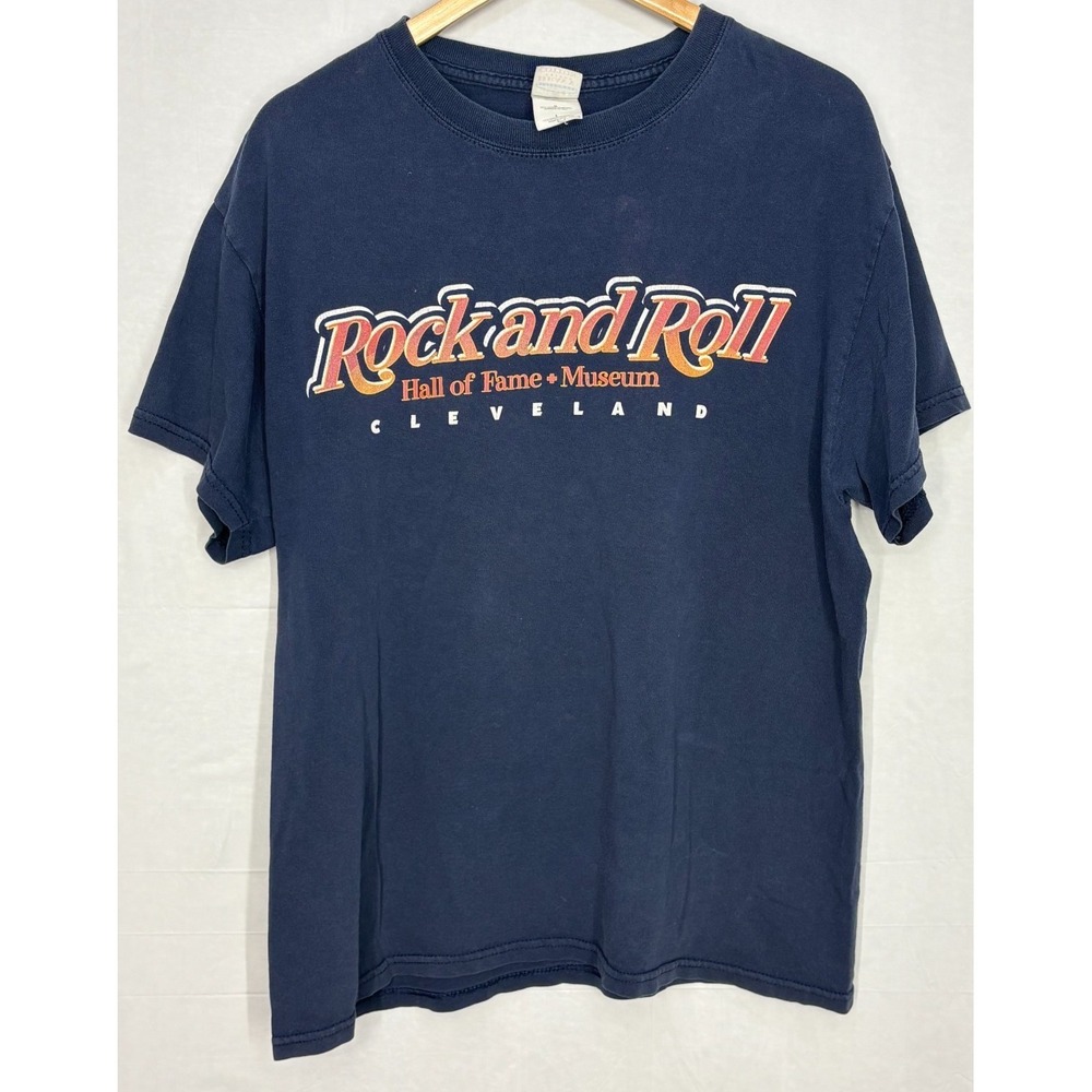 Rock & Roll Hall Of Fame Museum Cleveland T-Shirt Mens Blue Large Vintage Gildan